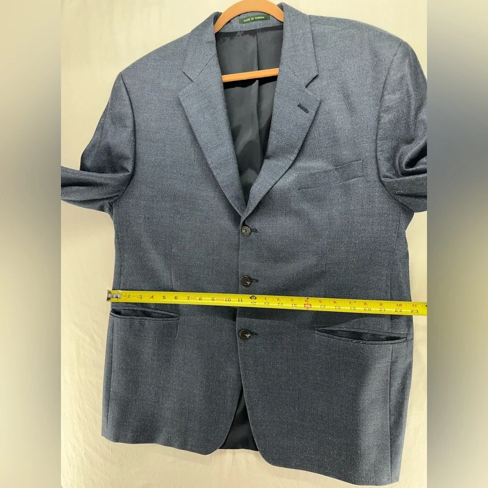 Lauren Ralph Lauren Mens Blazer Blue Herringbone‎ Silk Wool 46R Sport Coat